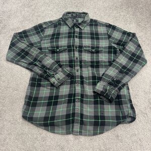 LRG Lifted Reasearch Group Wovens Flannel Shirt Mens Small Green Black Plaid